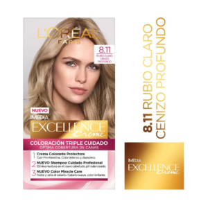 Excellence Tinte Kit 08.11 Rubio Claro Ceniza Profundo - Imagen 1