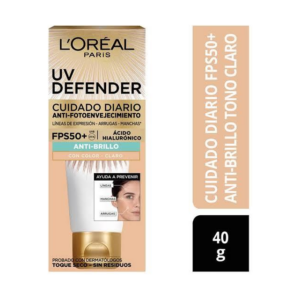 Loreal Bloqueador Uv Defender Fps50 Color Claro 40 g Antibrillo - Imagen 1