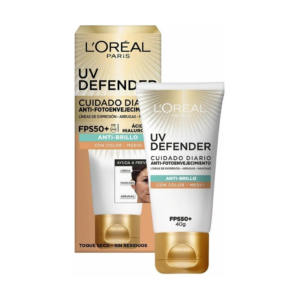 Loreal Bloqueador Uv Defender Fps50 Color Medio 40 g Antibrillo - Imagen 1