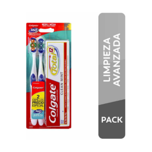 Colgate Oferta Cepillo 360° 2x1 Medio C/ Dentrifico Total Clean Mint x 075 gr - Imagen 1