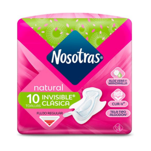 Nosotras Toallas x 010 Economica Invisible Clasica Tela g - Imagen 1