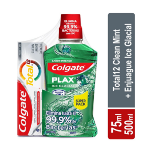 Plax Oferta Enjuague Bucal 500 ml Ice Glacial/colgate Total Clean Minit 075 ml - Imagen 1