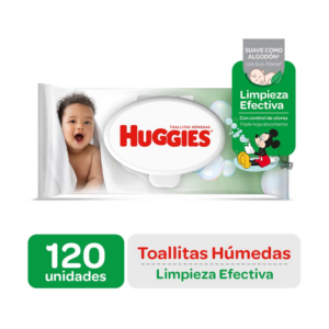 Huggies Pañitos Humedos x 120 Limpieza Efectiva - Imagen 1