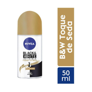 Nivea Desodorante Roll On x 50 ml Black & White Toque De Seda (vidrio) - Imagen 1