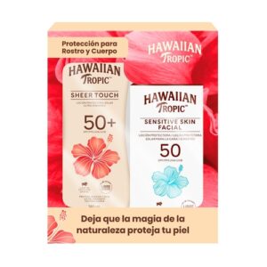 Hawaiian Tropic Estuche Bloq Fps 50 240 ml Sheer Touch/bloq Fps 50 60 ml Sensitive Facial - Imagen 1
