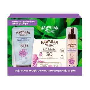 Hawaiian Tropic Estuche Bloq Fps 50 180 ml Ozono/bloq Labial Fps 30/bloq Fps 15 Spray 100 ml Ozono A - Imagen 1
