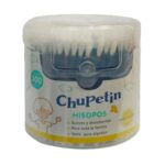Hisopos Chupetín de 300 uniades: caja blanca con hisopos de algodón 100%, puntas redondeadas, diseño seguro para bebés, cuidado de oídos, nariz y piel