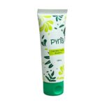 Crema para manos PYNS 100g: tubo blanco con detalles verdes, fórmula con aloe vera, avena y aceite de semilla de uva, ideal para hidratación diaria