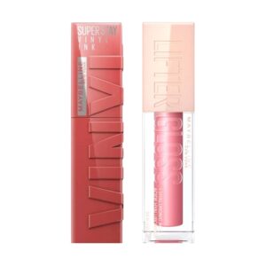 MAYBELLINE PACK LABIAL SUPERSTAY VINYL INK 15 PEACHY/LIP LIFTER GLOSS 005 PETAL - Imagen 1
