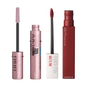 MAYBELLINE PACK MASCARA SKY HIGH WTP VERY BLACK/LABIAL SUPERSTAY MATTE INK 50 VOYAGER - Imagen 1