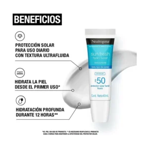 NEUTROGENA BLOQUEADOR SUN FRESH FPS 50 X 40 ML TUBO SIN COLOR - Imagen 5