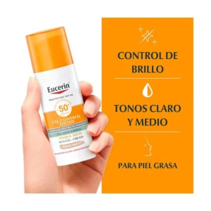 EUCERIN BLOQUEADOR FACIAL GEL CON COLOR FPS 50 X 50 ML OIL CONTROL TOQUE SECO TONO MEDIO - Imagen 3