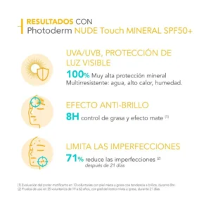 BIODERMA PHOTODERM BLOQUEADOR FACIAL CREMA CON COLOR SPF 50 X 40 ML NUDE TOUCH TONO DORADO - Imagen 3