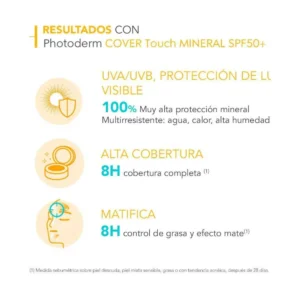 BIODERMA PHOTODERM BLOQUEADOR FACIAL CREMA CON COLOR SPF 50 X 40 G COVER TOUCH TONO CLARO - Imagen 2