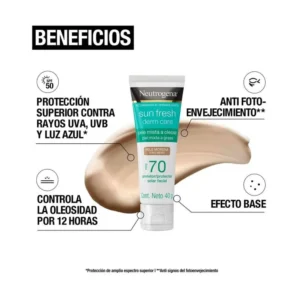 NEUTROGENA BLOQUEADOR SUN FRESH FPS 70 X 40 G TONO MEDIO - Imagen 3