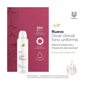DOVE DESODORANTE SPRAY 89 G - 150 ML CLINICAL TONO UNIFORME - Imagen 2