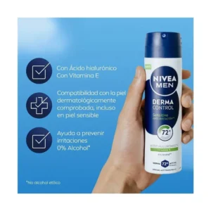 NIVEA DESODORANTE SPRAY X 150 ML FOR MEN DERMO CONTROL SENSITIVE - Imagen 2